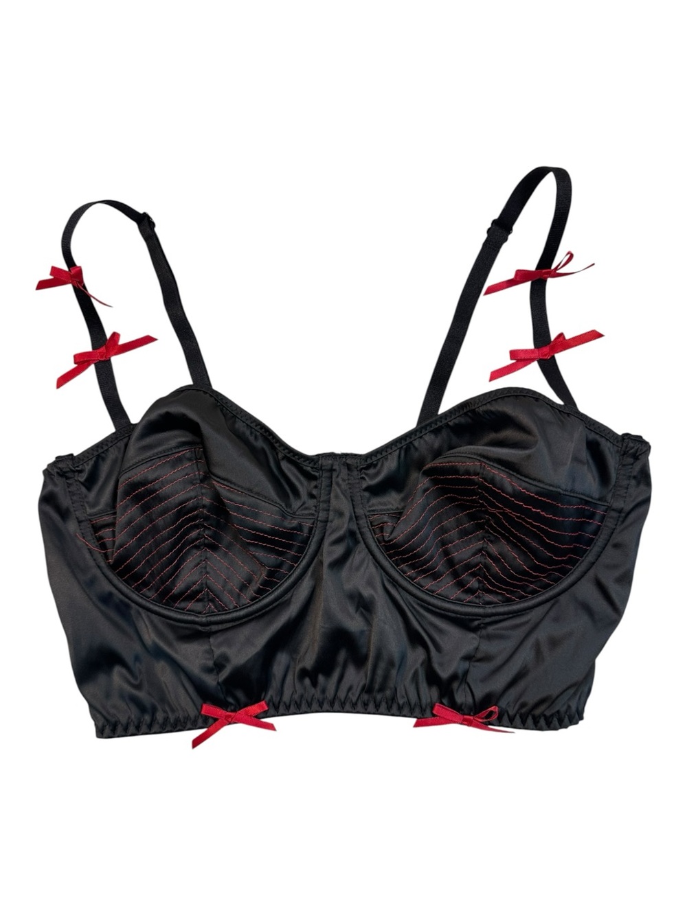Kiss Me Deadly Jolie Longline Bra Blk/Red 34D NEW NWT